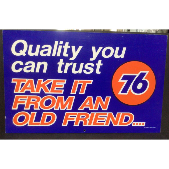 Vintage Union 76 Hard Plastic Gas Pump Topper Insert Sign 1993 Double Sided 927A